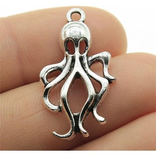 20pcs 32x17mm Pendant Octopus Octopus Charm Pendants For Jewelry Making Antique Silver Color Squid Pendants
