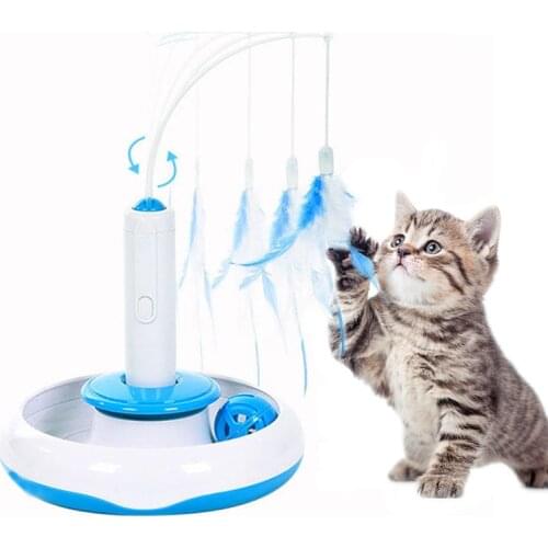 3 In 1 Pet Cat Toy Electric Automatic Rotating Cat Teaser Feather Wand Toy Funny Ball Training Toys For Cats Interactive Kitten