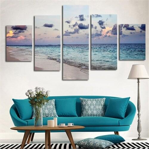 Blue Sky And Sea natural scenery 5 pieces Full Diamond Painting cross stitch kits art diamond embroidery 3D paint N1174