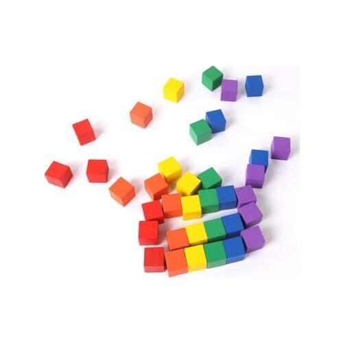 50Pcs/set colorful 10mm Wood Square Corner Colorful Dice Chess Piece Right Angle For Token Puzzle Board Game