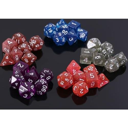 7pcs/set Sided Dice D4 D6 D8 D10 D12 D20 Acrylic Digital Dice For Dungeons & Dragon D&D RPG Poly Table Board Game