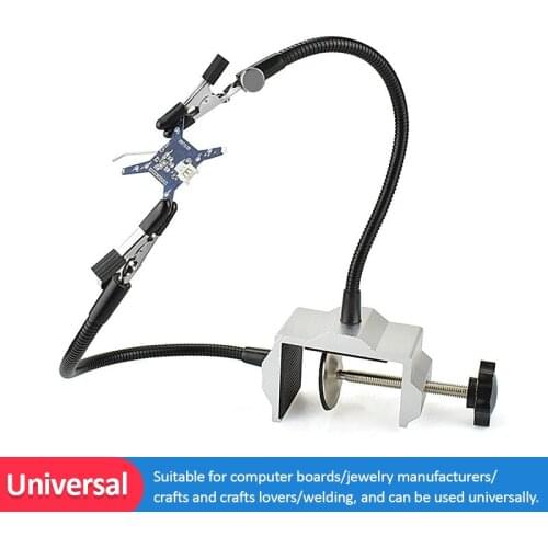 Aluminum Bench Vise Table Clamp Soldering Station with 2pc Flexible Arms Soldeirng Iron Holder PCB Welding Repair Third Hand Too
