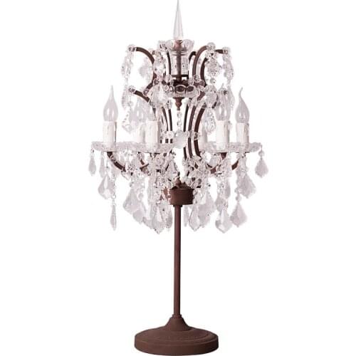 American retro candle crystal table lamp living room bedroom bedside table lamp