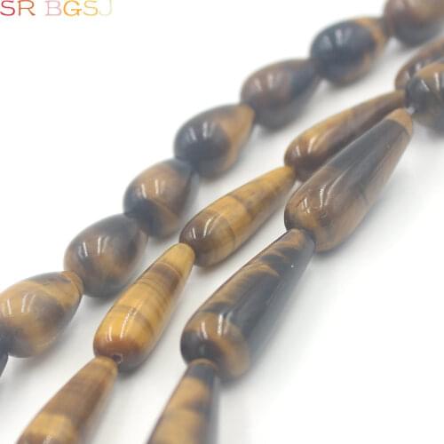 Free Shipping 10x16mm 8x24mm 10x30mm Drop Shape Natural Stone Gems Genuine Yellow Tiger Eye Beads Strand 15"