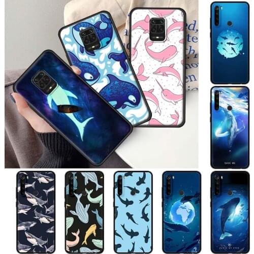 Cute Fish Shark Whale Phone Case for Redmi Note 9T 9S 9 8 K40 K30 K20 Pro 8T 8A 9A 9C 7 7A Soft Black Shell Cover Coque