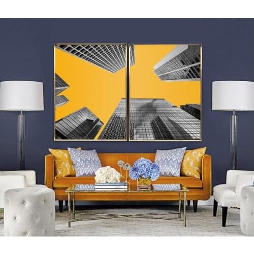 Black Yellow Background Architectur Decorative Paintings Wall Art Print Picture Canvas Painting Poster for Living Room No Framed