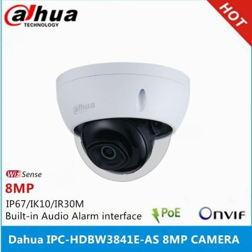Dahua IPC-HDBW3841E-AS 8MP POE IR 30M IK10 IP67 Built-in SD card slot & Alarm & Audio interface WizSense camera
