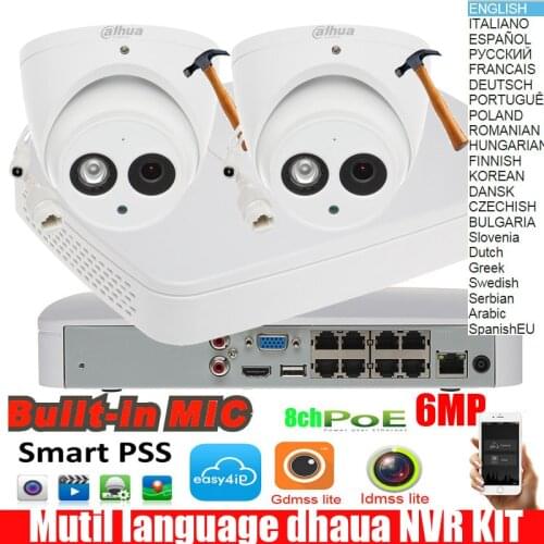 Dahua mutil languag H.265POE IP Camera DH-IPC-HDW4633C-A System Security Camera Outdoor 8CH 1080P NVR4108-8P-4KS2 Kit