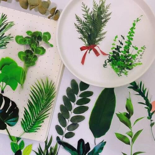 40PCS Green Leafy Plant Waterproof Sticker DIY Scrapbooking Collage Phone Diary Album Happy Planner Gift Sealing Decoration
