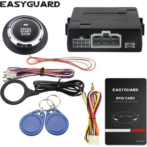 EASYGUARD RFID car alarm system with Transponder immobilizer push start button remote engine start optional for automatic car