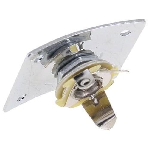 Guitar Jack Plate + Output Socket Chrome Rectangle