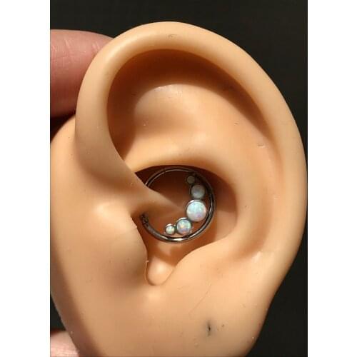 Stainless Steel opal Septum Clicker Hoop Ring Nose Labret Ear Tragus Cartilage Daith Helix Earring Stud Body Piercing Jewelry