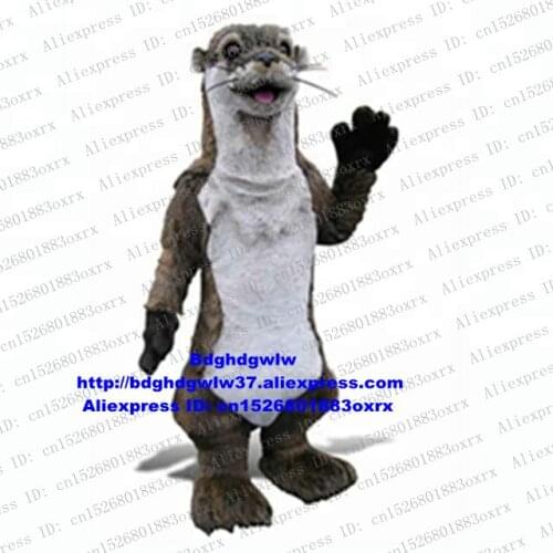 Brown Long Fur Otter Lutra Marten Ermine Sable Ferret Mongoose Beaver Meerkat Fursuit Mascot Costume Adult Wearable Social zx634