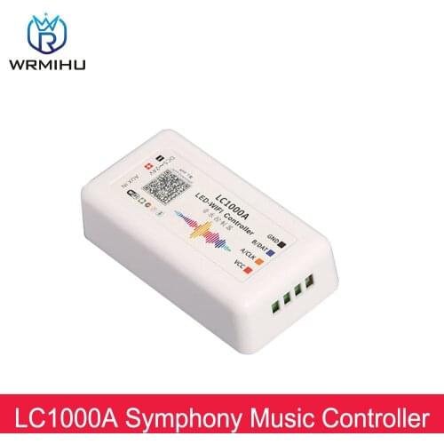 LC1000A DC5-24V WIFI SPI Music Spectrum Controller For LED Digital Pixel Light Strip 8-1024 Screen Control Built-In Microphone