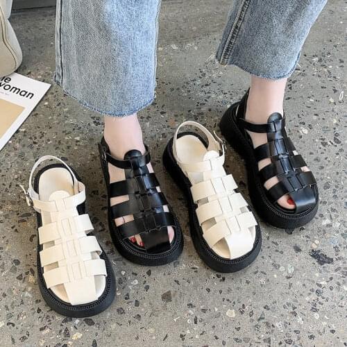 Lisapie Women Fashion Roman Sandals Women 2021 Summer New Casual Leather Sexy Slippers 4.5cm High Heels Falts Paltform shoes