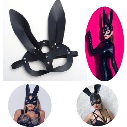 Fashionable Catwomen Style Mask Halloween Cosplay Face Cover Bunny Rabbit PU Leather Mask Masquerade Party Mask Occasional Masks
