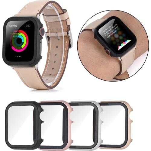 Metal Watch Frame Case Cover Bumper With Tempered Film For Apple Watch 5 4 3 2 1 Case 44MM 40MM 42MM 38MM Protective Accessories