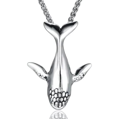 Punk Fashion Whale Pendant Necklace For Men Women Stainless Steel Ocean Animal Necklaces Male Jewelry Gift