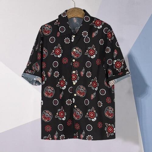 Men Shirt Buttons Breathable Lightweight Short Sleeve Hawaiian Shirt for Club Casual Single Breasted Blouse Summer Tops camisas