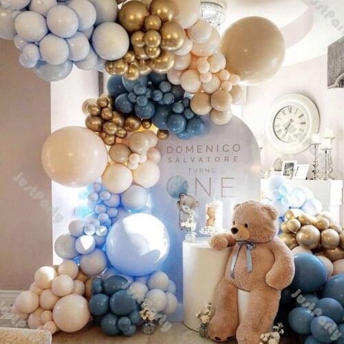 Doubled Blush Nude Balloon Arch Garland Baby Shower Decoration Birthday Party Wedding Decor Pearl Dark Blue Chrome Gold Globos