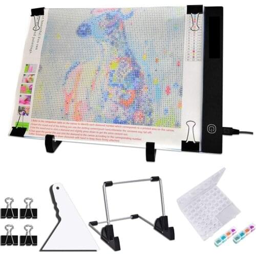 New A5 LED Light Pad for Diamond Painting, USB Powered Light Board Kit, Adjustable Brightness with Detachable Stand and Clips