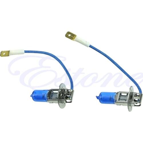 New 2 Pcs 12V H3 55W Gas Headlight White Light Lamp Bulbs 6000K