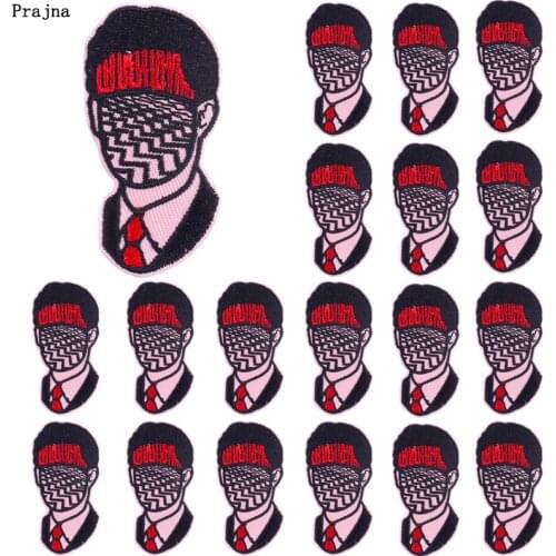 Prajna 10 PCS Wholesale Masked man Applique Iron On EmBroidered Patches For Clothing Stickes Punk Patches On Jacket Clothes