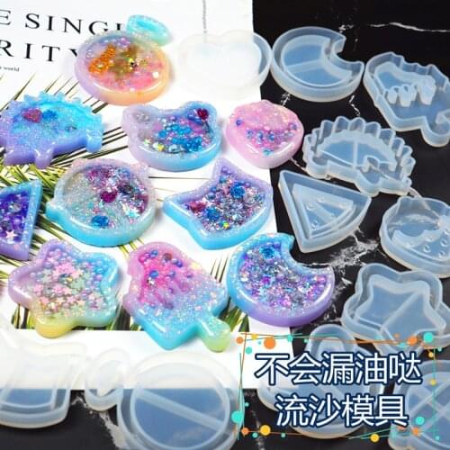 Heart Shaker Keychain Molds Crystal Uv Resin Jewelry Accessories Making Tools Diy Star Bear Pendant Silicone Mold Handmade Gift