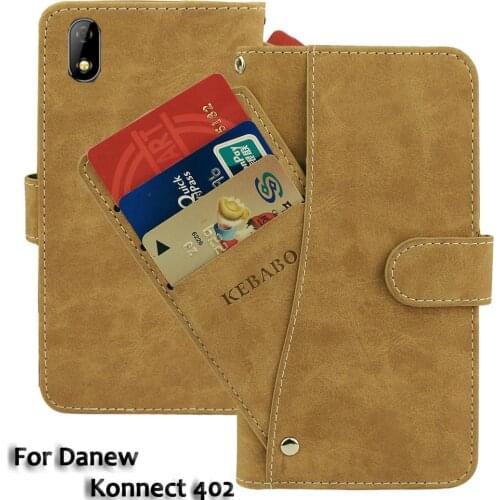 Vintage Leather Wallet Danew Konnect 402 5" Case Flip Luxury Card Slots Cover Magnet Stand Phone Protective Bags