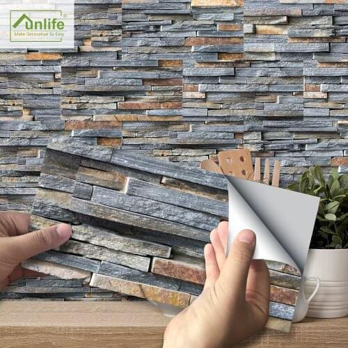 Funlife Waterproof PVC 20x10cm Rustic Stone Brick Wall Sticker Self-adhesive Tile Sticker makeoverFor Kitchen and Bathroom Decor