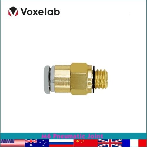 Voxelab 5PCS M6 Pneumatic Joint for Aquila 3d Printer Parts Extruder Accessories Feeding Tube Joint