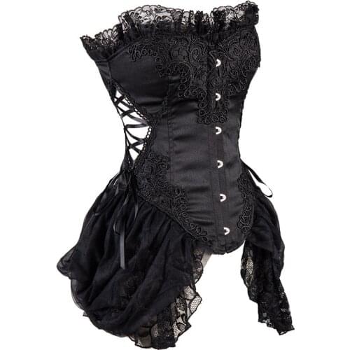 Women’s Red Corsets Gothic Clothes Slimming Tummy Belly Control Bodice Steampunk Femme Bustier Sexy Lace Strap Design Corset Top