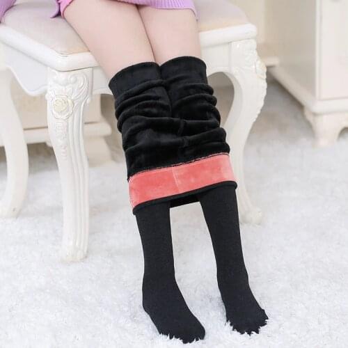 Winter Fur Girls Leggings Children Clothing Pants Cotton Velvet Elastic Waist Warm Legging Pantyhose Girls Skinny Pants