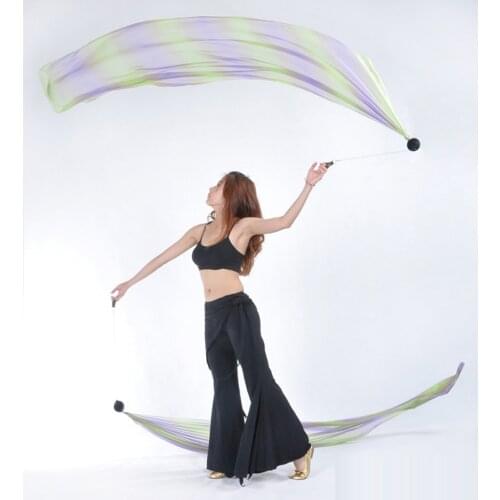 1 Piece Belly Dance Silk Veil Poi Helpers Thrown Balls with Adjustable Balls Chain for Showgirls for Dancer Performance