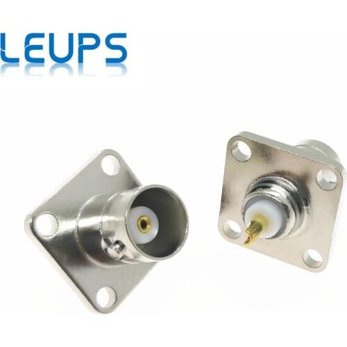 100PCS BNC Female Jack with 4 Hole Flange Panel 17.5mm*17.5mm Chassis Mount Solder RF Connector