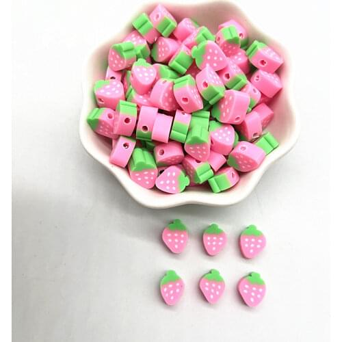 30pcs 10mm Fruit Pattern Beads Polymer Clay Spacer Loose Beads for Jewelry Making DIY Handmade Bracelets Accessories #17