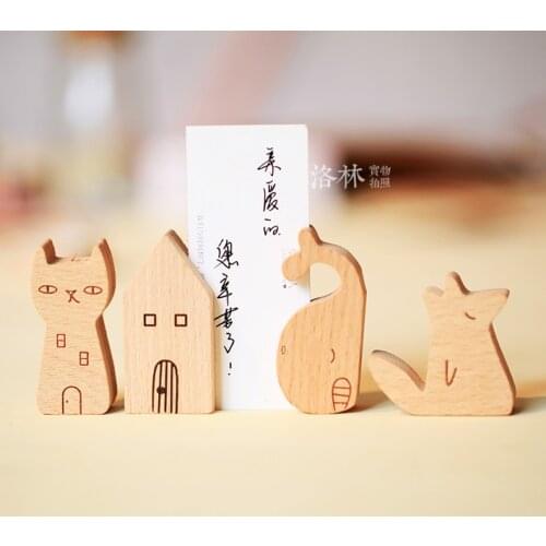 4 cartoon style wood business card notes message clip card holder note holder wood message holder