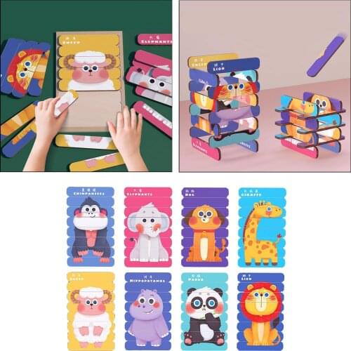 8 Patterns Wooden Animal Puzzles for Kids Jigsaw Puzzles Toys Preschool Educational Learning Toys for Boys Girls