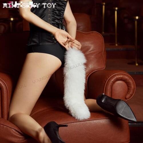 Anal Vibrator With Fox Tail Dildo Anal Plug Remote Control Anus Dilator For Women Adult Cosplay Accessories Vibrating Butt Plug