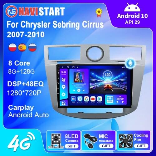 For Chrysler Sebring Cirrus 2007 2008 2009 2010 Android 10 Car Multimedia GPS Navigation Radio WIFI 4G DSP Carplay BT Player