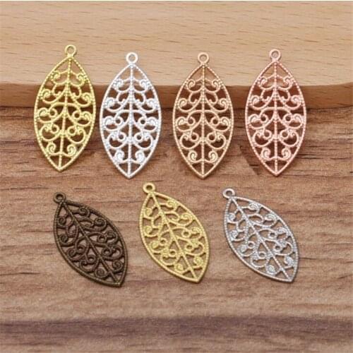 SIXTY TOWFISH 30 Pieces DIY Jewelry Accessories 25*13mm Handmade Materials Charms Brass Flower Filigree Flower Slice