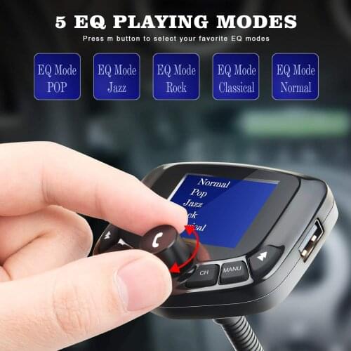 BT FM Transmitter Wireless Radio Adapter Car FM Transmitter Receiver 1.8 Inch LCD Backlight Display Hands-Free Calling QC3.0