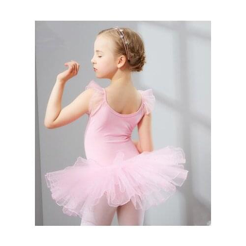 Short Sleeve Children Ballet Dress Pearl Flower Dance Leotard Girl Ballerina Costume Ballet Tutu Kids Girls Clothes