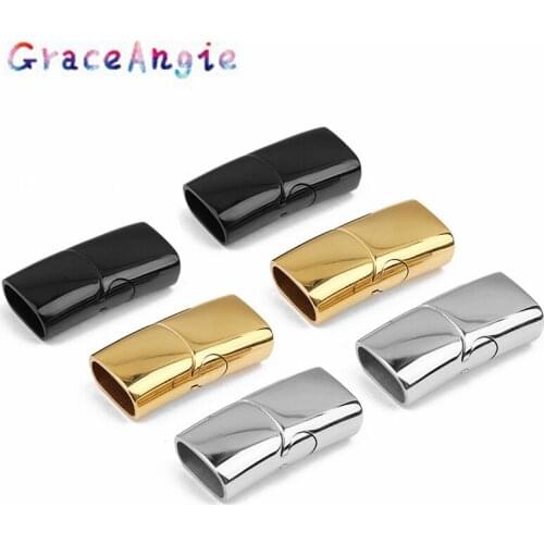 GraceAngie Rectangular Magnetic Buckle Stainless Steel Connector Leather Rope Buckle Connection Tube Jewelry Accessories DIY