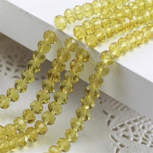 MHS.SUN 2mm-18mm Faceted Rondelle Glass Crystal Beads Lt Yellow Color Spacer loose Beads For Hand Craft Jewelry Accessories