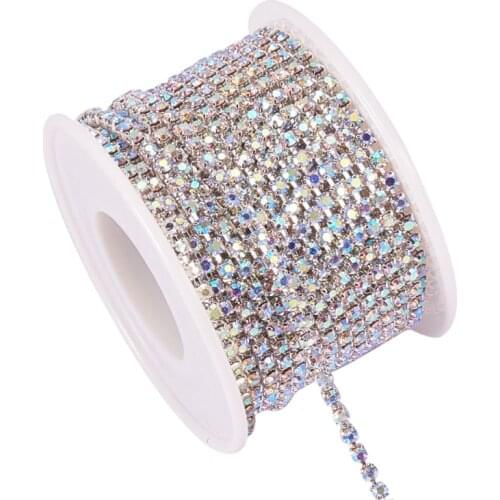 10yards/roll SS6 SS10 SS14 Crystal Brass Rhinestone Chains Cup Chains for Jewelry Making DIY Clothing Loose Flatback Sew On