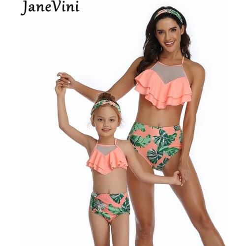 JaneVini Child Girl Two Piece Bikini Swimwear Mother Girl Bikini Set Family Swimsuit For Mom and Daughter Female Bathing Suits