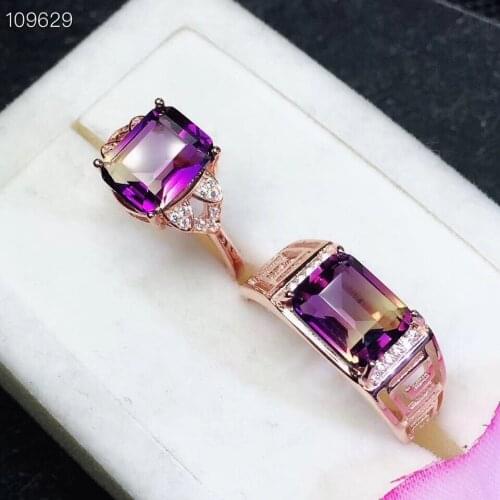 Ametrine Ring The Best Anniversary gift For Your Lover Couple Rings Natural Ametrine Lovers Ring 925 sterling silver
