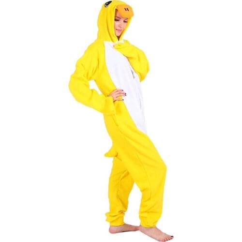 Adult Duck Onesies Anime Cosplay Costume Fleece Cartoon Pajamas Animal Halloween Party Jumpsuits Pyjamas Suit Sleepwear Homewear
