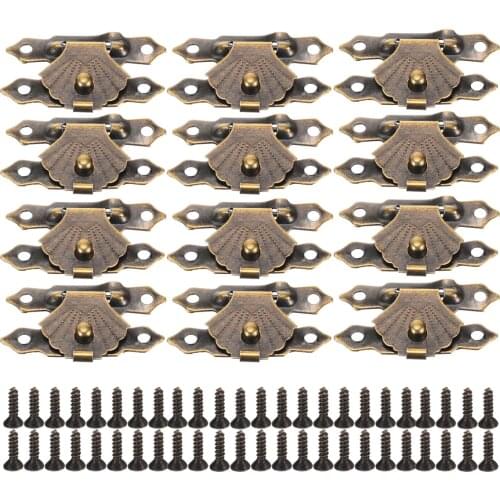 Mayitr 12pcs Mini Antique Brass Hasps Wooden Case Gift Box Decorative Hasp Latch With Screw Hook Lock